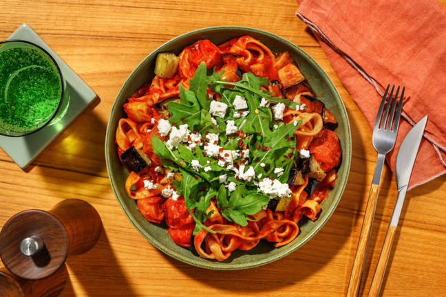 Sicilian-Style Eggplant & Fresh Fettuccine 
