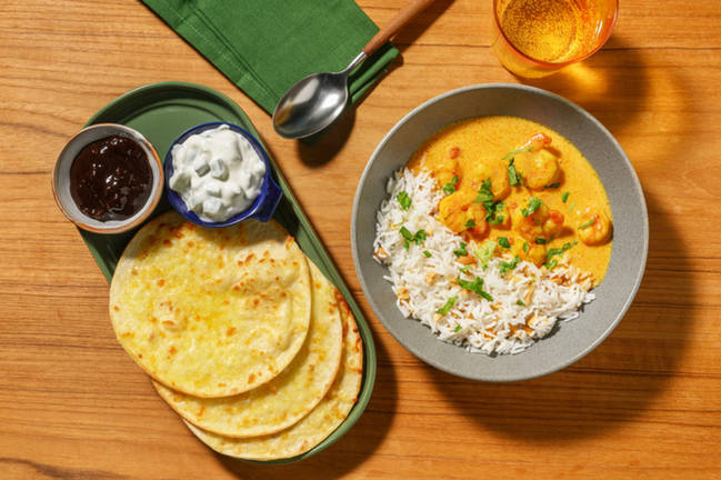 Prawn Masala Curry & Cheesy Tortillas