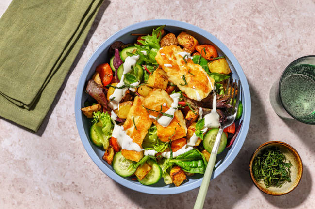 Honey Haloumi & Mumbai Potato Salad