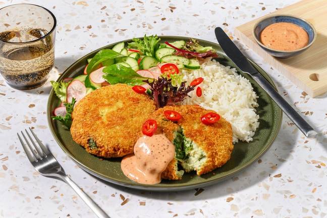Asian-Style Hoki Fish Cakes & Garlic Rice