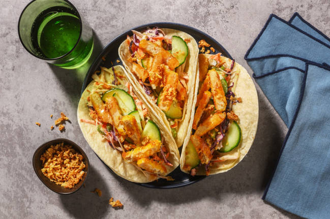 Asian Plant-Based Crumbed Chick'n Tacos