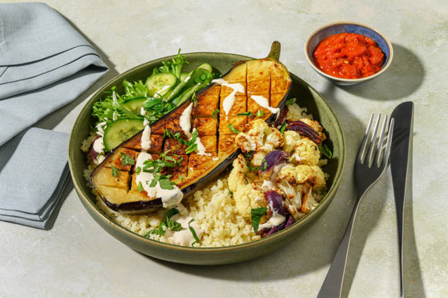 Roast Eggplant & Cauliflower Couscous Bowl