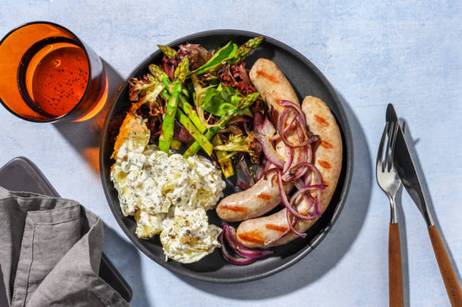 Grilled Pork Sausages & Asparagus Salad 