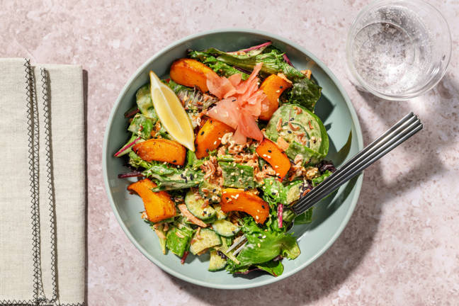 Miso-Glazed Pumpkin & Crunchy Rainbow Salad