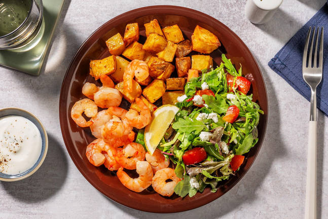 Greek Lemon-Garlic Shrimp and Potatoes