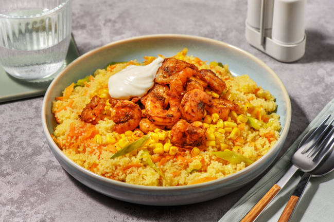 Caribbean-Glazed Prawn & Veggie Couscous Bowl