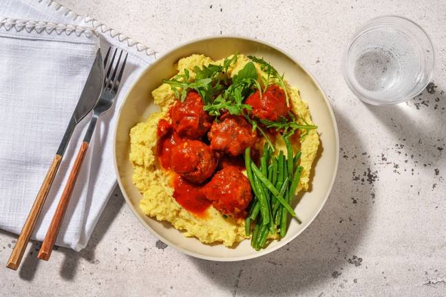 Lean Beef Meatballs & Parmesan Polenta