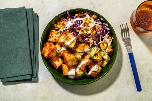 Chipotle-Glazed Tofu & Roast Veggie Toss