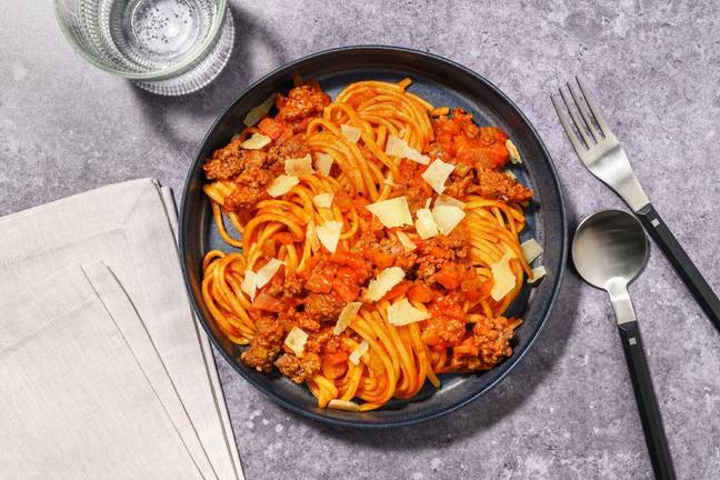 No Chop Beef Spaghetti Bolognese