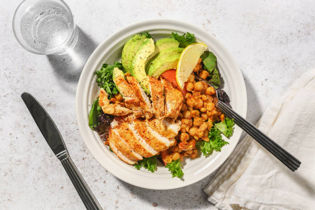 Paprika Chicken & Harissa Chickpea Bowl