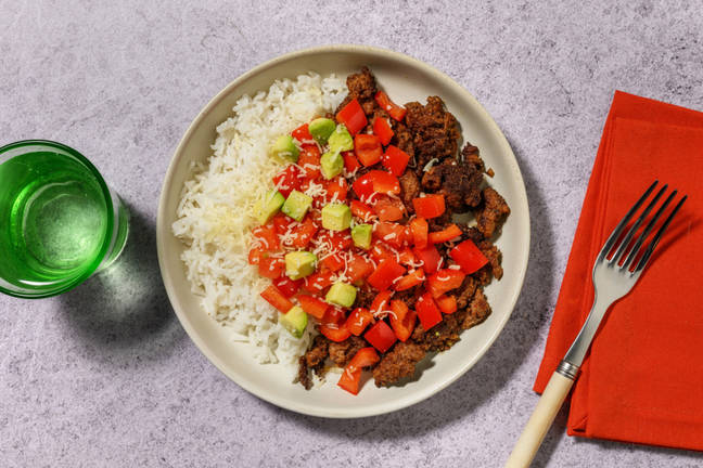 Cheesy Beef & Pork Burrito Rice Bowl