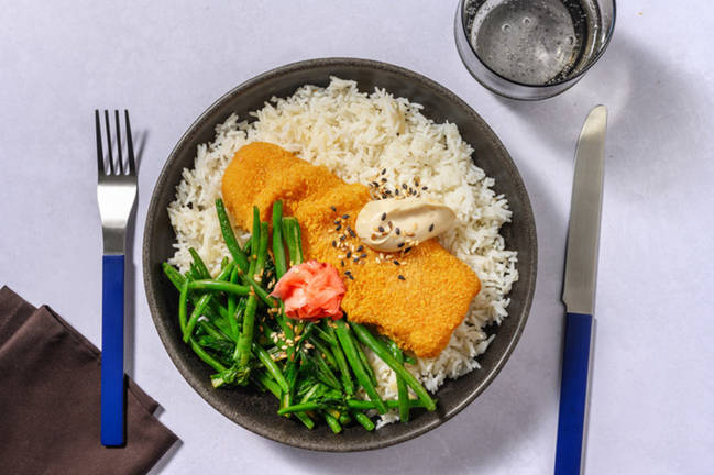 Crumbed Fish & Garlic Rice Bowl