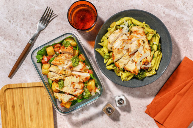 Garlicky Chicken & Cheesy Pesto Penne for Dinner