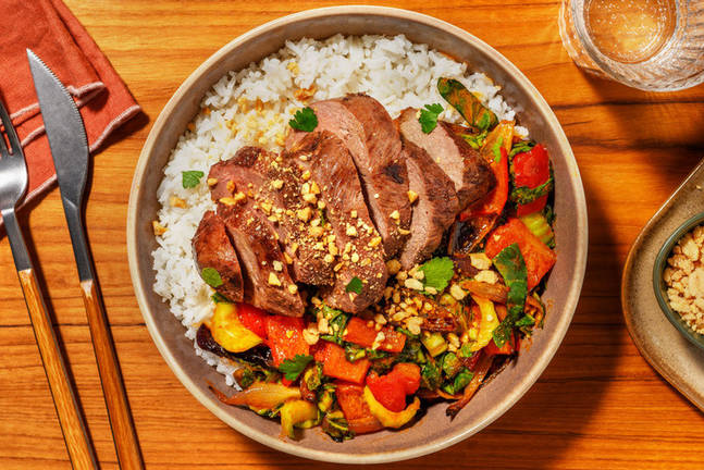 Roast Duck Breast & Thai Red Curry Veggies 