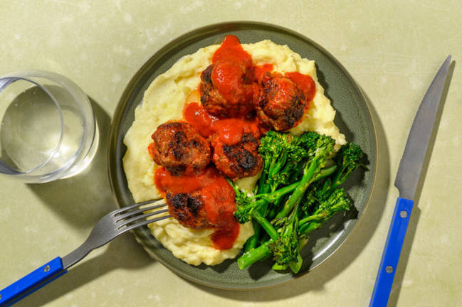Saucy Beef Meatballs & Baby Broccoli Trees