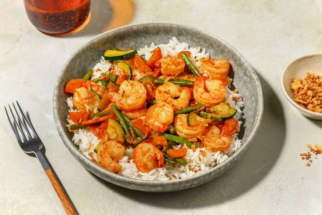 Sweet Chilli Prawn Stir-Fry & Garlic Rice