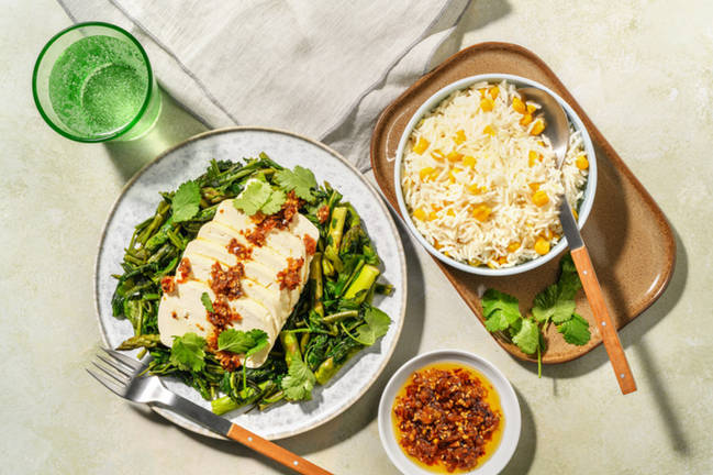 Tender Tofu & Crispy Chilli Oil Drizzle