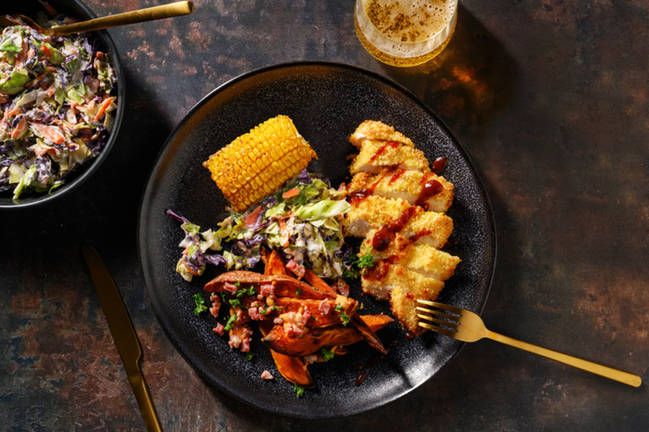 BBQ Chicken Schnitzel & Ranch Slaw