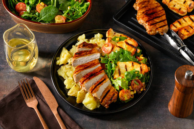 Chargrilled Sticky Pork & Haloumi Salad