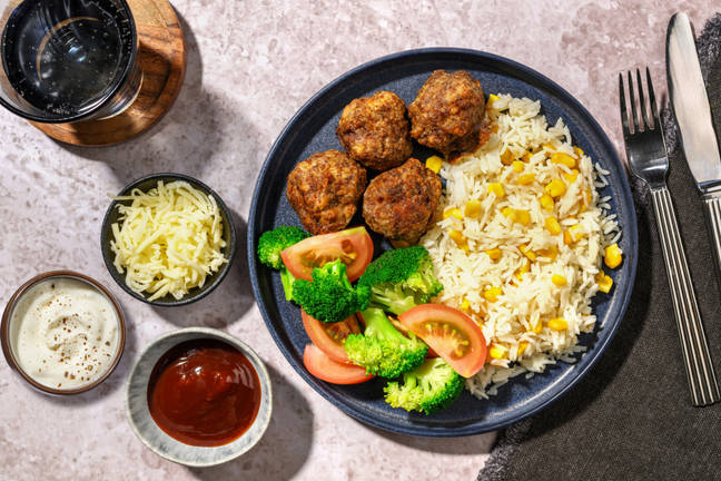 Mexican Beef Meatball Bites & Speckled Rice