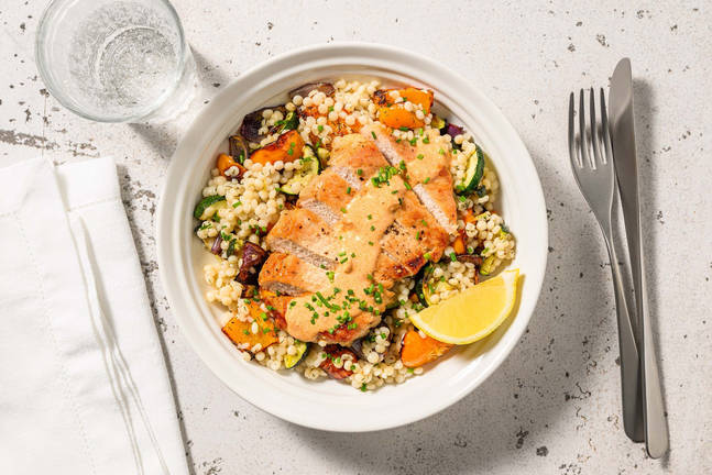 Smart Creamy Roasted Pepper Pesto Pork Chops