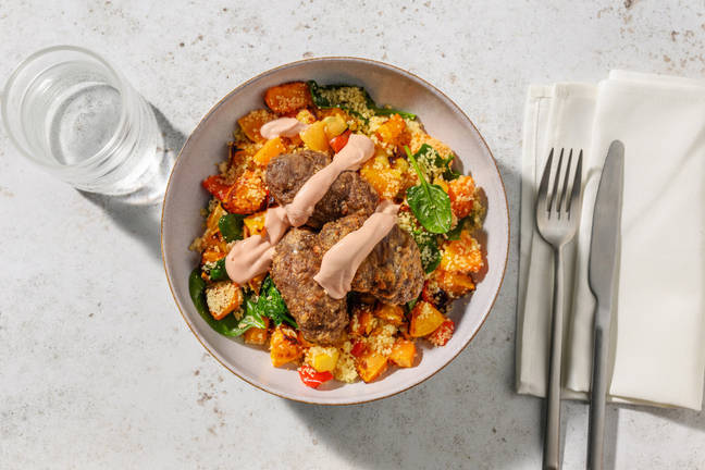 Spiced Lamb Koftas & Roast Veggie Couscous