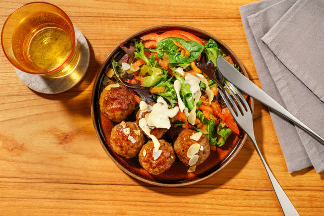 Chutney-Glazed Beef Meatballs & Salad