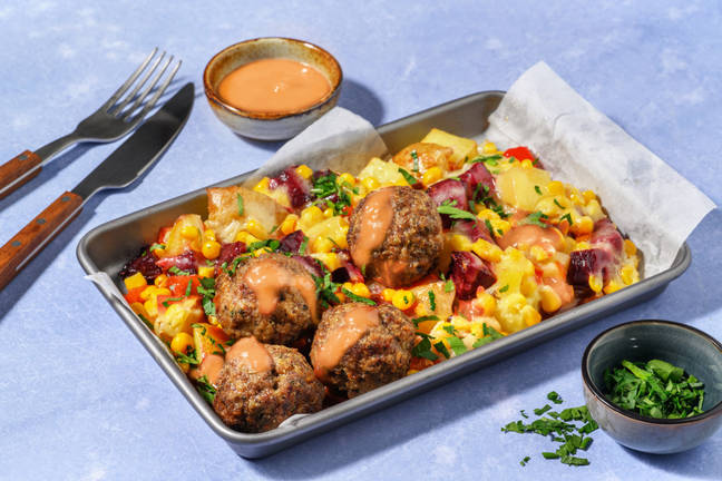 One-Tray Mexican Beef Meatballs