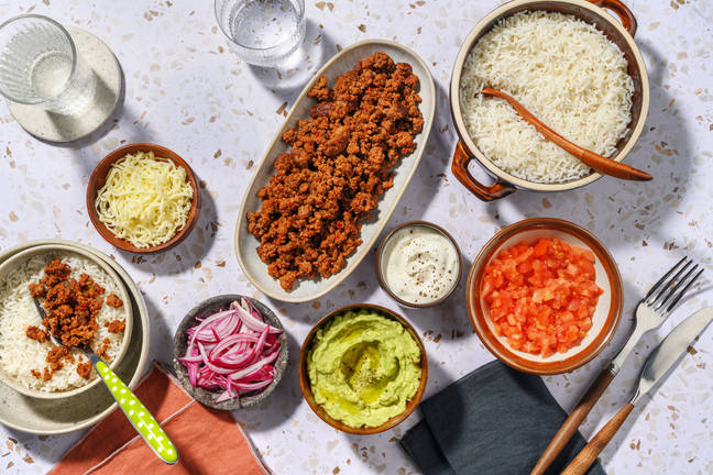 Loaded Beef Burrito Rice Bowl Bar