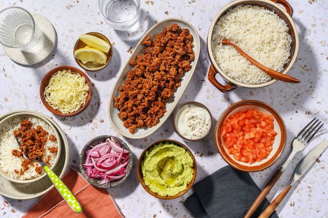 Loaded Beef Burrito Rice Bowl Bar