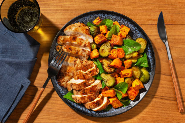 Caribbean Chicken & Brussels Sprouts Medley
