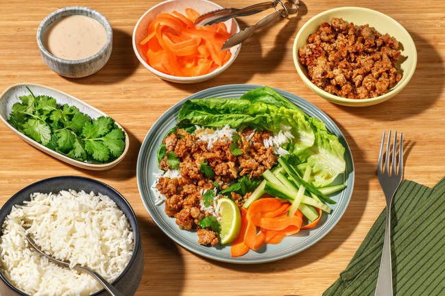 Thai Pork Larb & Garlic Rice Station