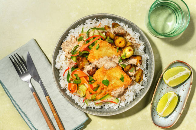 Crumbed Tofu & Bambino Brussels Sprouts