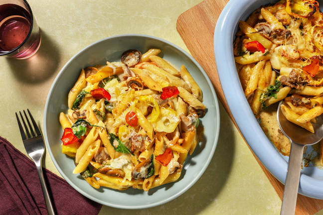 Baked Brie & Loaded Mushroom Pasta Bake