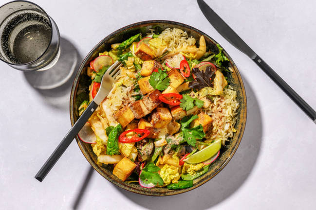 Tossed Tofu & Bambino Wombok Crispy Rice