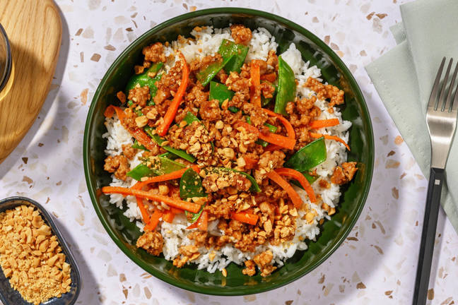 Bols de dinde super rapides et sauce aux arachides