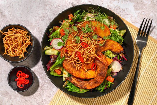 Asian BBQ Roast Pumpkin & Kimchi Salad