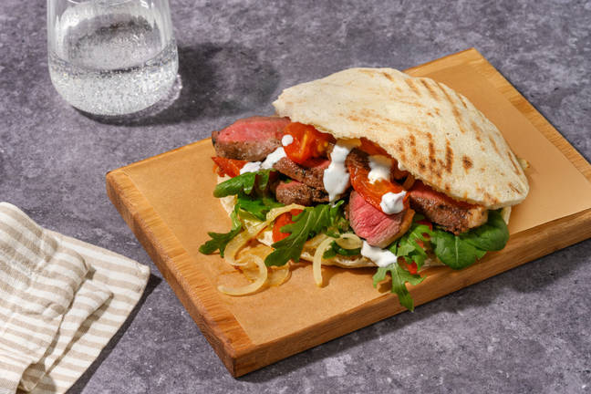 Grilled Beef Steak & Onion Pita Pockets