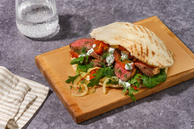 Grilled Beef Steak & Onion Pita Pockets