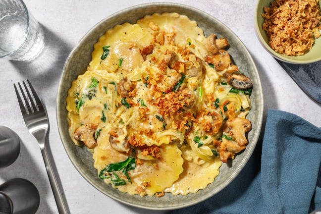 SuperQuick French Onion Soup-Inspired Squash Ravioli