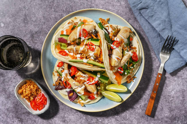 Korean-Style Chicken & Salad Tacos
