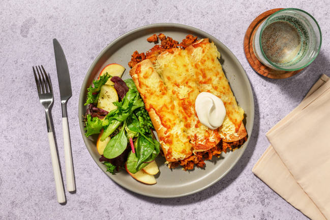 Cheesy Tex-Mex Beef & Pork Enchiladas