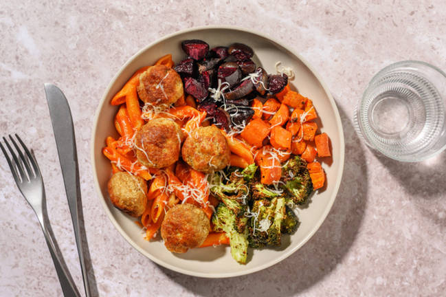 Pork Meatball & Rainbow Veg Pasta Party