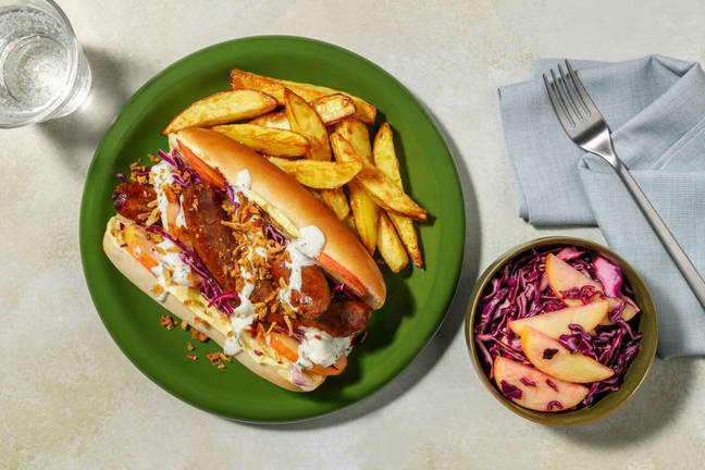 Beef Sausage & Apple Slaw Hot Dogs