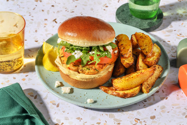 Stacked Bean, Lentil & Hummus Burger 