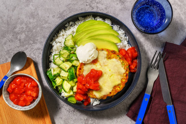 Cheesy Bean-Lentil Patty & Loaded Rice Bowl