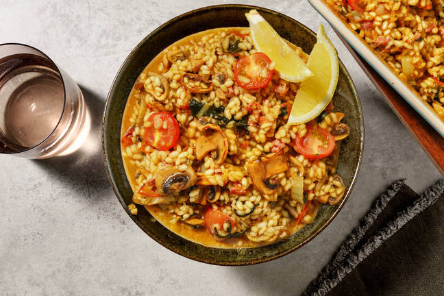 Bacon & Mushroom Basil Pesto Risotto