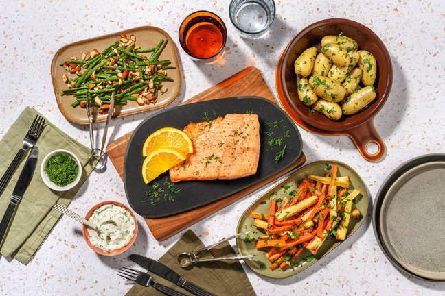 Appelsinglaseret laks og remoulade