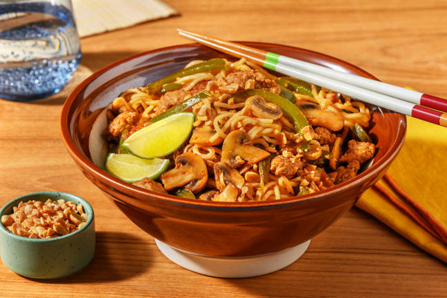 Korean Style Honey Pork and Peanut Noodles