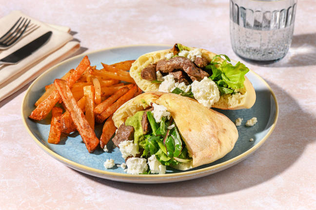 Creamy Pesto Beef & Fetta Pita Pockets